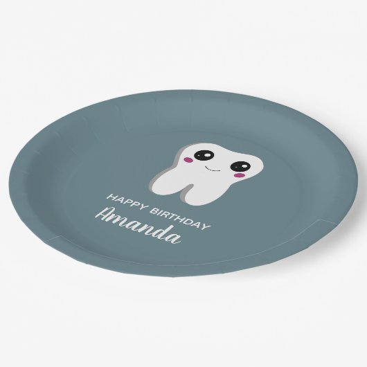 Fijne glimlach tandheelkundige Tooth Cute Birthday Papieren Bordje (Gekanteld)