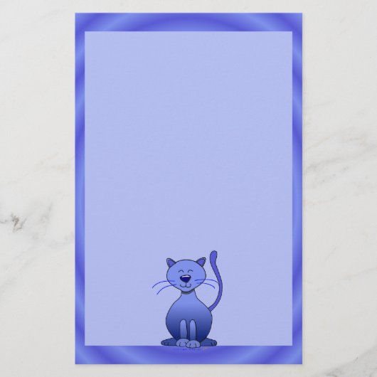 Fijne glimlachende kat blauw papier voor Kinder ba (Voorkant)
