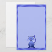 Fijne glimlachende kat blauw papier voor Kinder ba (Voorkant / Achterkant)