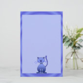 Fijne glimlachende kat blauw papier voor Kinder ba (Staand voorkant)