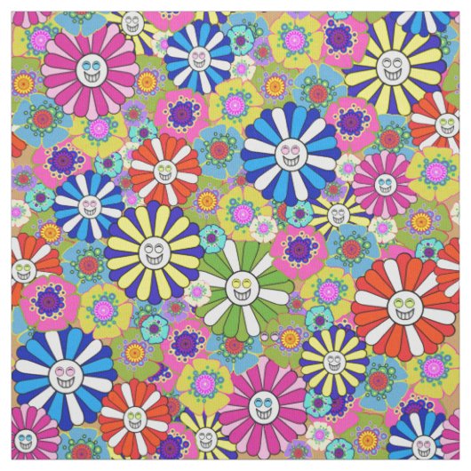 Fijne glimlachtige bloemdruk stof (Swatch)