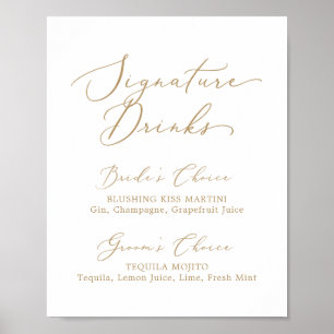 Fijne Gold Calligrafie Ondertekening Drink Poster