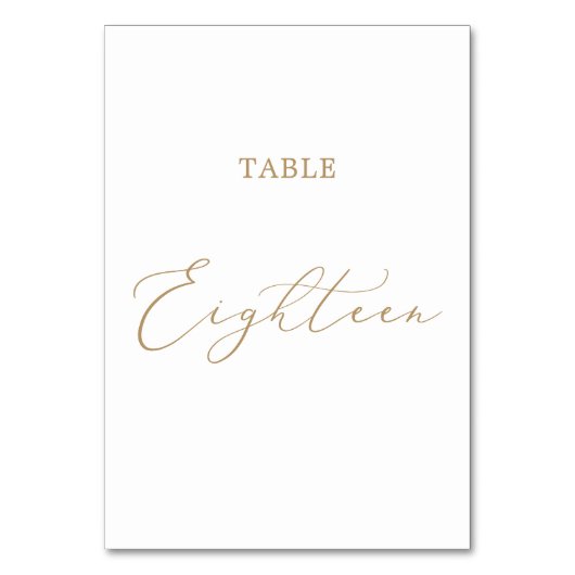 Fijne Gold Calligrafie Tabel 18 Kaart (Voorkant)