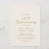 Fijne Gold en Cream 50th Wedding Jubileum Kaart (Voorkant / Achterkant)