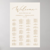 Fijne Gold en Cream Alfabetical Seating Chart Poster (Voorkant)