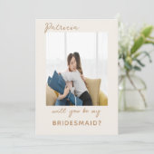 Fijne Gold en Cream Bridesmaid-Kaart Kaart (Staand voorkant)