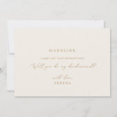 Fijne Gold en Cream Bridesmaid-Kaart Kaart (Achterkant)