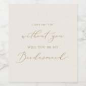 Fijne Gold en Cream Bridesmaid-voorstel Wijn Etiket (Enkel label)