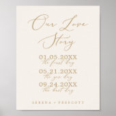 Fijne Gold en Cream Our Love Story Weddenschap Poster (Voorkant)