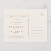 Fijne Gold en Cream Photo Save the Date Uitnodiging Briefkaart (Achterkant)