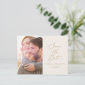 Fijne Gold en Cream Photo Save the Date Uitnodiging Briefkaart (Staand voorkant)