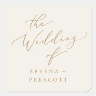 Fijne Gold en Cream Wedding Envelope-zegels Vierkante Sticker