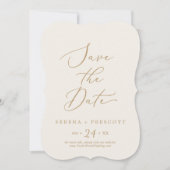 Fijne Gold en Cream Wedding sparen de Datum Save The Date (Voorkant)