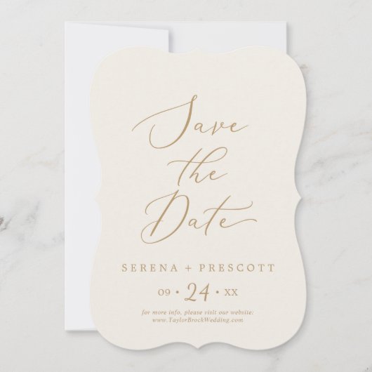 Fijne Gold en Cream Wedding sparen de Datum Save The Date (Voorkant)