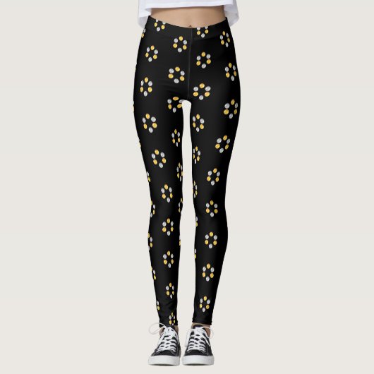 Fijne Gold en Silver Geometric Pattern Leggings (Voorkant)