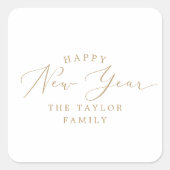 Fijne Gold Happy Nieuwjaar feestdag Vierkante Sticker (Voorkant)
