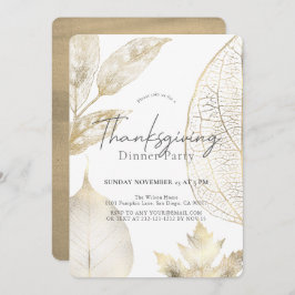 Fijne Gold Leaves Thanksgiving Dinner Kaart