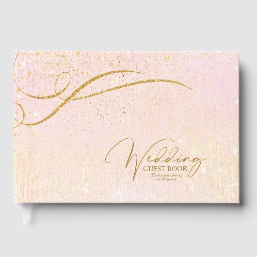 Fijne Gold Lines Abstract bruiloft Blush ID867 Gastenboek (Voorkant)