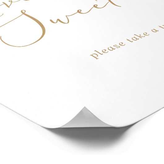 Fijne Gold Love is Sweet Weduwen Sign Poster (Hoek)