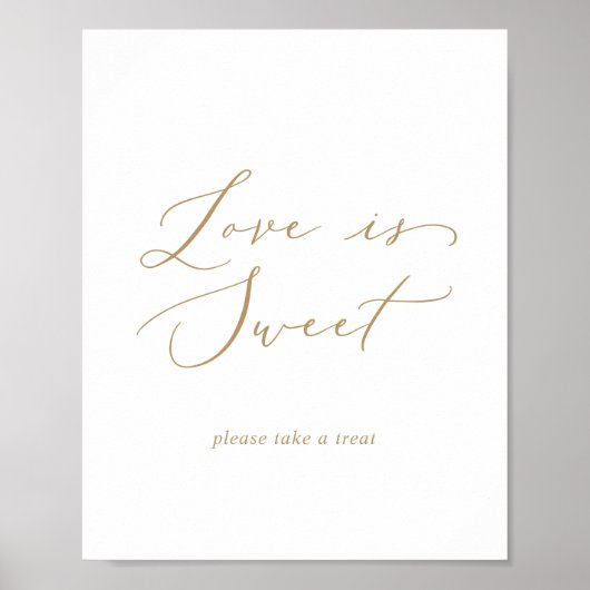 Fijne Gold Love is Sweet Weduwen Sign Poster (Voorkant)
