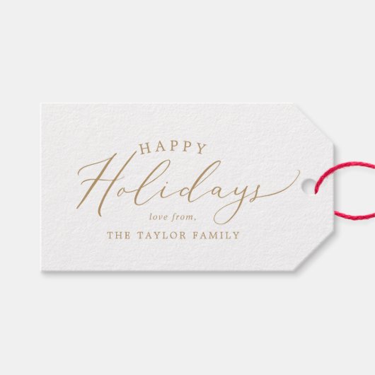 Fijne Gold Prettige feestdagen Cadeaulabel (Voorkant (Horizontaal))