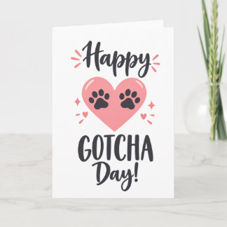Fijne Gotcha-dag Kattenadoptie – Roze Hart Kaart
