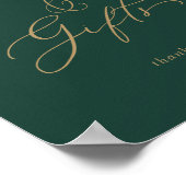 Fijne Goud en Groene Kaarten en Gifts Sign Poster (Hoek)