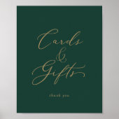Fijne Goud en Groene Kaarten en Gifts Sign Poster (Voorkant)