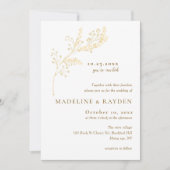 Fijne gouden botanische monogram trouw kaart (Voorkant)