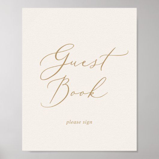 Fijne Gouden Calligrafie | Crème Gastenboek Poster (Voorkant)