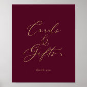 Fijne Gouden en Burgundy Kaarten en Geschenken Poster (Voorkant)
