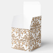 Fijne gouden en witte bloemendamask bedankdoosjes (Geopend)