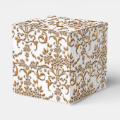 Fijne gouden en witte bloemendamask bedankdoosjes (Achterkant)