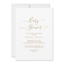 Fijne gouden kalligrafie baby shower uitnodiging