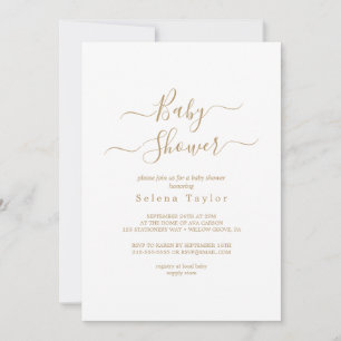 Fijne gouden kalligrafie baby shower uitnodiging