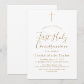 Fijne gouden kalligrafie Eerste Heilige Communie Kaart (Voorkant / Achterkant)