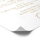 Fijne gouden kalligrafie huwelijksdrankjes menusch poster (Hoek)