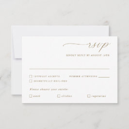 Fijne Gouden Kalligrafie Huwelijksmaaltijd Optie RSVP Kaartje