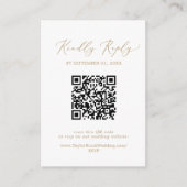 Fijne gouden kalligrafie QR-code trouw-RSVP Informatiekaartje (Voorkant)