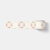 Fijne Gouden Krulwerk & Roze Rozen Bloemen Grosgrain Lint (Voorkant)