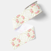 Fijne Gouden Krulwerk & Roze Rozen Bloemen Grosgrain Lint (Achterkant)