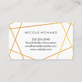 Fijne gouden lijnen Zwart marmer Visitekaartje (Achterkant)