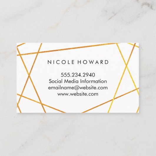 Fijne gouden lijnen Zwart marmer Visitekaartje (Achterkant)