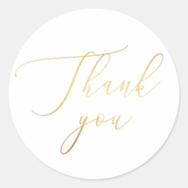 Fijne Gouden Schrift Calligrafie Huwelijks Dankjew Ronde Sticker