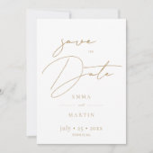 Fijne Gouden Script Foto Bruiloft  Bewaar Save The Date (Voorkant)