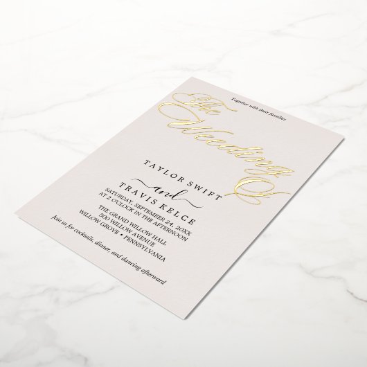 Fijne goudfolie | zwarte bruiloft folie uitnodiging (Gedraaid)