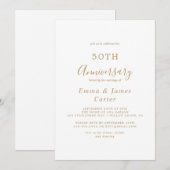 Fijne goudkalligrafie 50th Wedding Jubileum Kaart (Voorkant / Achterkant)