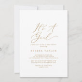Fijne goudkalligrafie Het is een meisje Baby showe Kaart (Voorkant)