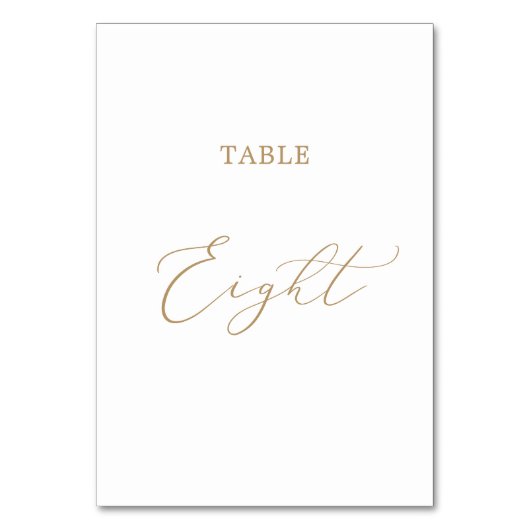 Fijne goudkalligrafie Tabel Acht tabelnummer Kaart (Voorkant)