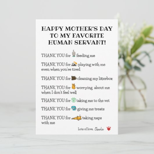 Fijne grappige Kaart van de Moederdag van de kat (Staand voorkant)